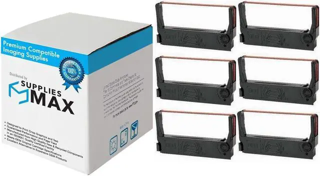 Main image of SuppliesMAX Compatible Replacement for M250/M260/M265/M270/M280/TM-267/TM-270/TM-U260 Black/Red Printer Ribbons (6/PK) (62185BR)