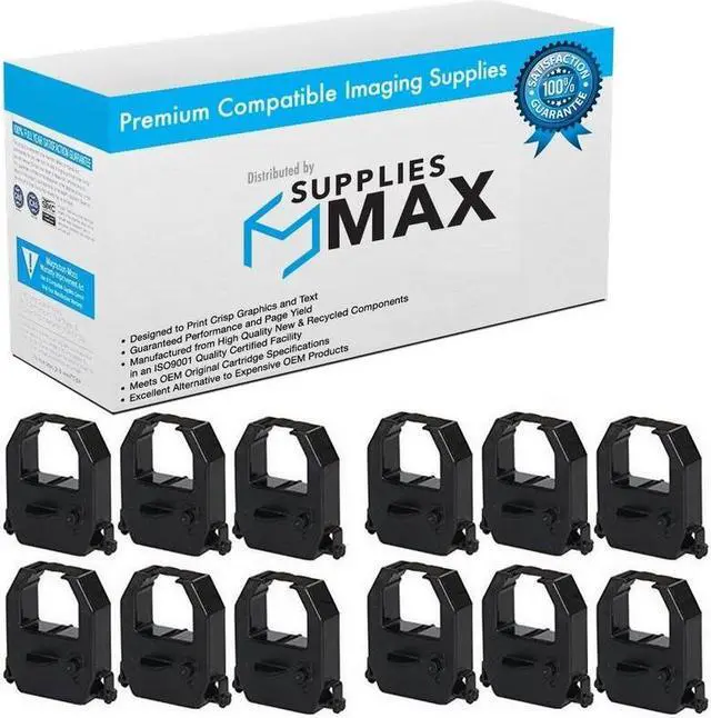 Main image of SuppliesMAX Compatible Replacement for Stromberg JCV-1000/STR-614 Black Time Clock Printer Ribbons (12/PK) (STG021010BK_12PK)
