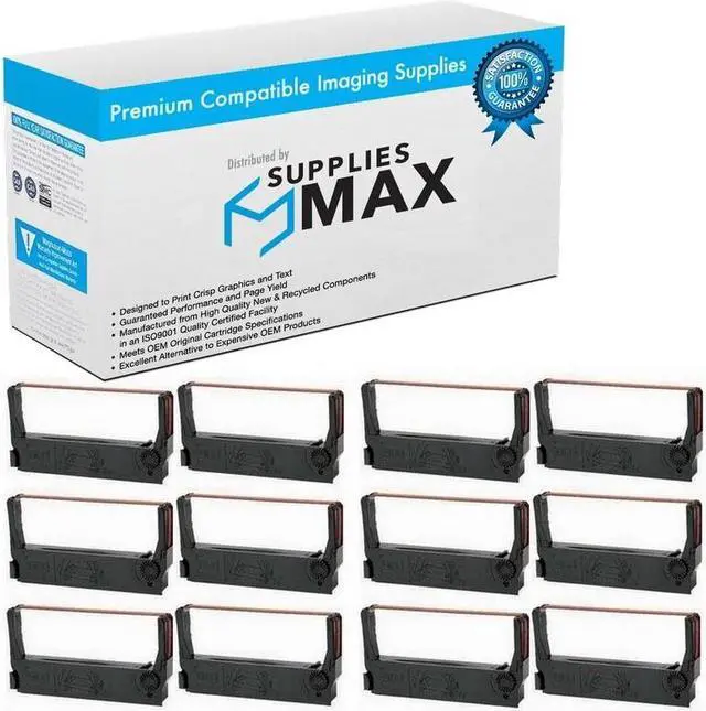 Main image of SuppliesMAX Compatible Replacement for M250/M260/M265/M270/M280/TM-267/TM-270/TM-U260 Black/Red Printer Ribbons (12/PK) (62185BR_12PK)