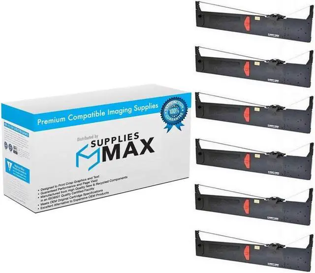 Main image of SuppliesMAX Compatible Replacement for FX-2170/FX-2180/LQ-2070/LQ-2080/LQ-2170/LQ-2180/LQ-2190 Black Printer Ribbons (6/PK) (EPN011640)