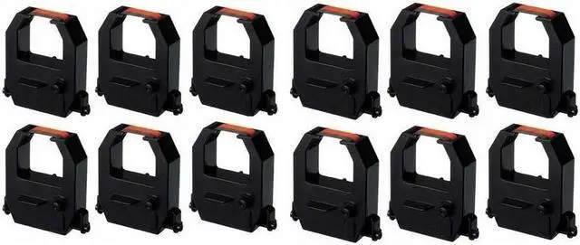 Alt view image 2 of 7 - SuppliesMAX Compatible Replacement for Stromberg JCV-1000/STR-614 Black/Red Time Clock Printer Ribbons (12/PK) (STG021030BR_12PK)