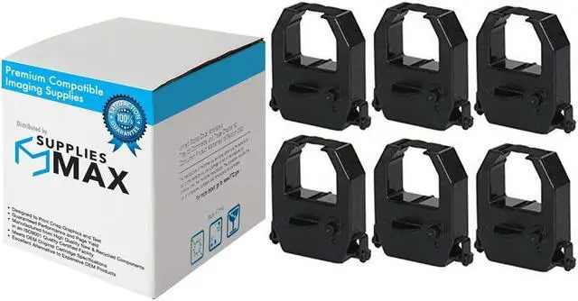 Main image of SuppliesMAX Compatible Replacement for Amano PIX-10/PIX-15/PIX-55/PIX-75/PIX-200/PIX-3000/TCX-10/TCX-21/TCX-22/TCX-45 Black Time Clock Printer Ribbons (6/PK) (60010BK)