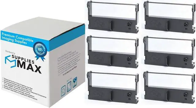 Main image of SuppliesMAX Compatible Replacement for TM-H2000/TM-H2000IV/TM-H6000IV/TM-U120/TM-U310/TM-U311/TM-U320/M-110 Black P.O.S. Printer Ribbons (6/PK) (C1360BK)