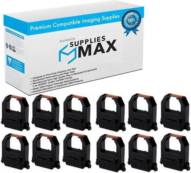 Main image of SuppliesMAX Compatible Replacement for Stromberg JCV-1000/STR-614 Black/Red Time Clock Printer Ribbons (12/PK) (STG021030BR_12PK)