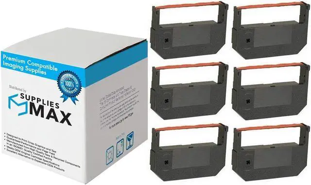 Main image of SuppliesMAX Compatible Replacement for Hermes 3000/3700/4500/4700/5500/5600/5700 Black/Red Printer Ribbons (6/PK) (HES011000)