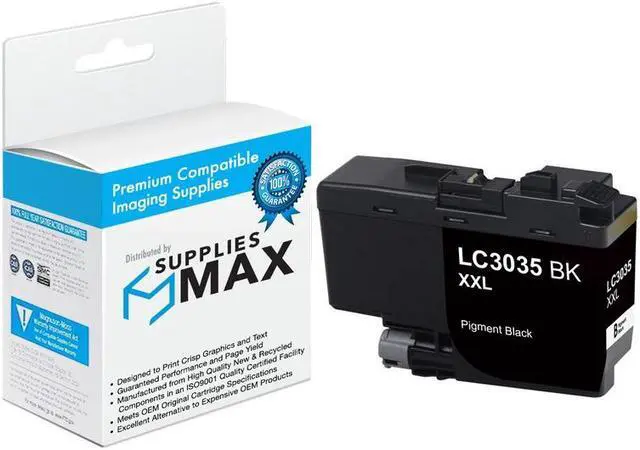 Main image of SuppliesMAX Compatible Replacement for Brother DCP-J1100DW/MFC-J805DW/MFC-J815DW/MFC-J995DW/MFC-J1300DW Black Ultra High Yield Inkjet (6000 Page Yield) (LC-3035BK)