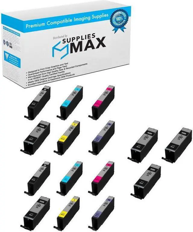 Main image of SuppliesMAX Compatible Replacement for Canon PIXMA TS-8120/TS-8220/TS-8320/TS-9120/TS-9520 Super High Yield Inkjet Combo Pack (7-BK/2-C/M/Y/PB) (PGI-280XXL_5PK/CLI-281XXLPBMP_2PK)