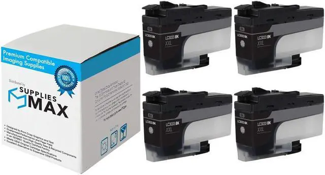 Main image of SuppliesMAX Compatible Replacement for Brother DCP-J1100DW/MFC-J805DW/MFC-J815DW/MFC-J995DW/MFC-J1300DW Black Super High Yield Inkjet (4/PK-3000 Page Yield) (LC-3033BK_4PK)