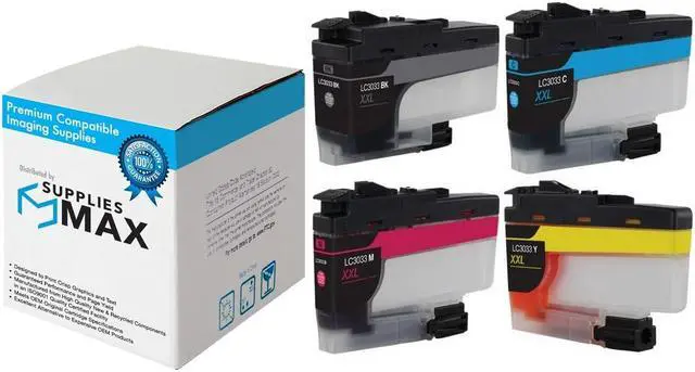 Main image of SuppliesMAX Compatible Replacement for Brother DCP-J1100DW/MFC-J805DW/MFC-J815DW/MFC-J995DW/MFC-J1300DW Super High Yield Inkjet Combo Pack (BK/C/M/Y) (LC-3033VALBP)