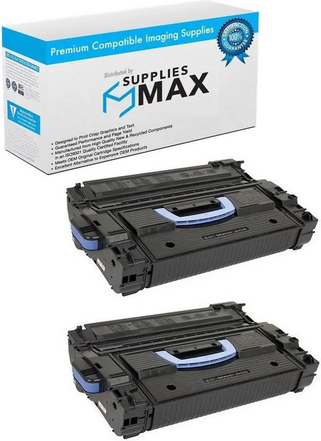 Main image of SuppliesMAX Compatible Replacement for HP Laser Jet 9000/9040/9050/M9040/M9050/M9059 Series Jumbo Toner Cartridge (2/PK-40000 Page Yield) (NO. 43XJ) (C8543XJ_2PK)