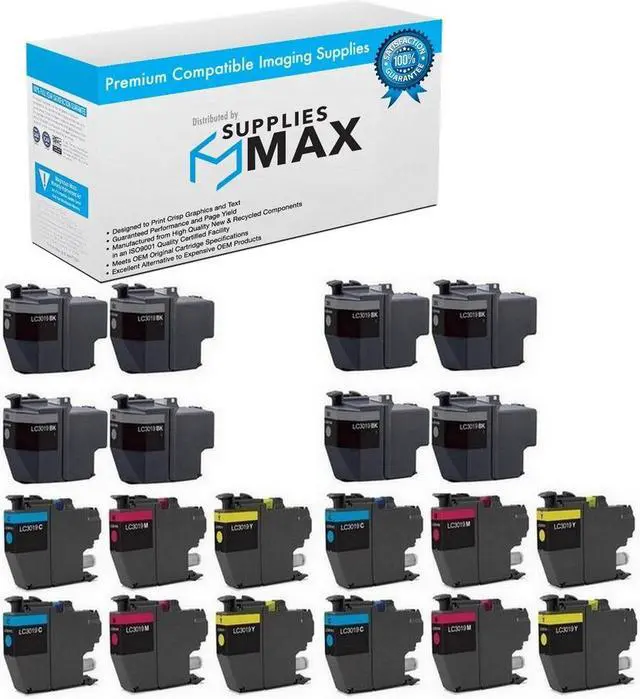 Main image of SuppliesMAX Compatible Replacement for Brother MFC-J5330DW/MFC-J5335DW/MFC-J5730DW/MFC-J6530DW/MFC-J6830DW Super High Yield Inkjet Combo Pack (8-BK/4-C/M/Y) (LC-3019-8BK4CMY)