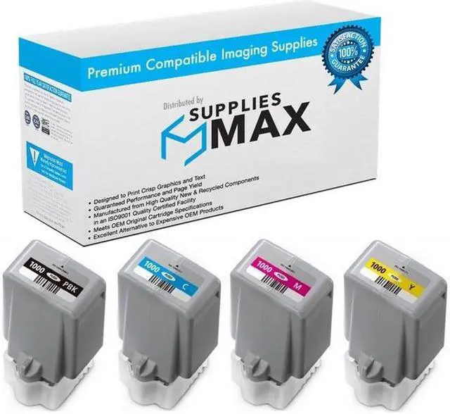 Main image of SuppliesMAX Compatible Replacement for Canon ImagePROGRAF PRO 1000 Wide Format Inkjet Combo Pack (PBK/C/M/Y) (PFI-1000MP)