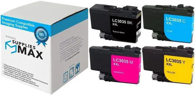 Main image of SuppliesMAX Compatible Replacement for Brother DCP-J1100DW/MFC-J805DW/MFC-J815DW/MFC-J995DW/MFC-J1300DW Ultra High Yield Inkjet Combo Pack (BK/C/M/Y) (LC-3035VALBP)