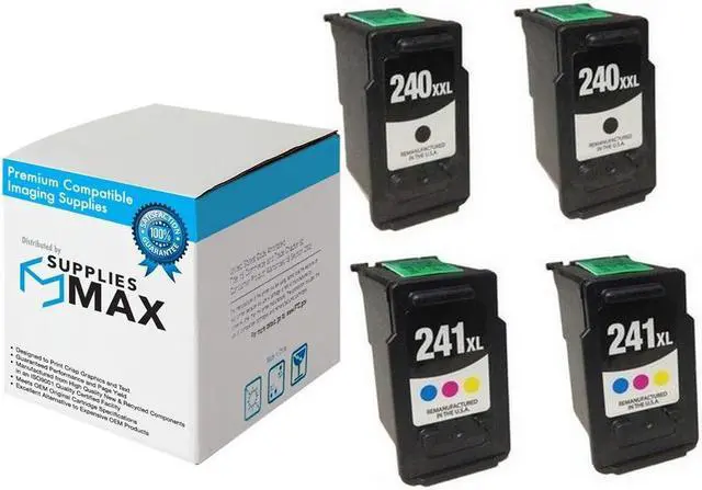 Main image of SuppliesMAX Remanufactured Replacement for Canon PIXMA MG-2220/MG-3620/MG-4220/MX-372/MX-452/MX-512/MX-522/MX-532 Extra High Yield Inkjet Combo Pack (2-Black/2-Color) (PG-240XXL_2PK/CL-241XL_2PKMP)