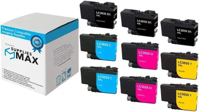 Main image of SuppliesMAX Compatible Replacement for Brother DCP-J1100DW/MFC-J805DW/MFC-J815DW/MFC-J995DW/MFC-J1300DW Ultra High Yield Inkjet Combo Pack (3-BK/C/M/Y) (LC-3035VALBP_3PK)
