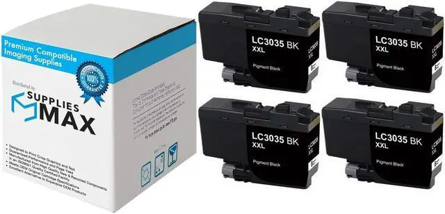 Main image of SuppliesMAX Compatible Replacement for Brother DCP-J1100DW/MFC-J805DW/MFC-J815DW/MFC-J995DW/MFC-J1300DW Black Ultra High Yield Inkjet (4/PK-6000 Page Yield) (LC-3035BK_4PK)
