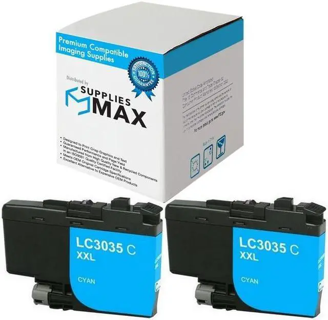 Main image of SuppliesMAX Compatible Replacement for Brother DCP-J1100DW/MFC-J805DW/MFC-J815DW/MFC-J995DW/MFC-J1300DW Cyan Ultra High Yield Inkjet (2/PK-6000 Page Yield) (LC-3035C_2PK)