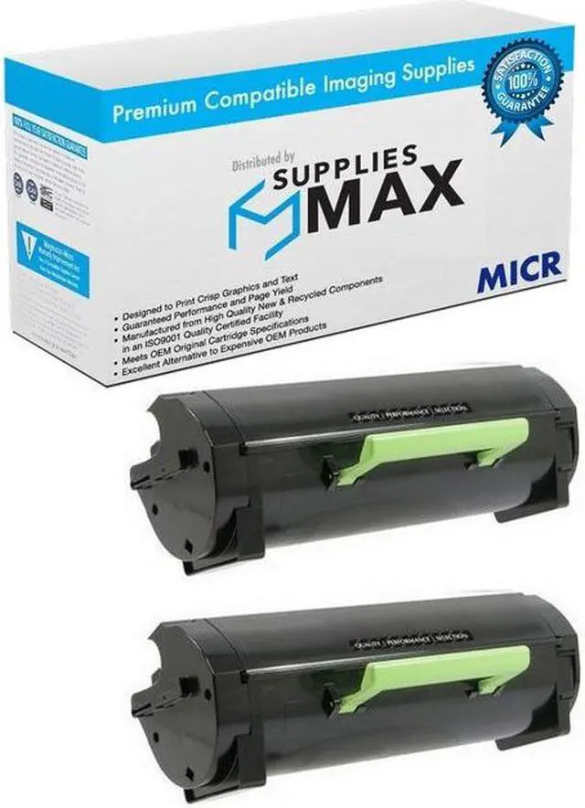 Main image of SuppliesMAX Compatible MICR Replacement for Lexmark MX-510/MX-511/MX-610/MX-611 Series Extra High Yield Toner Cartridge (2/PK-20000 Page Yield) (NO. 601X) (60F0XA0_2PK)
