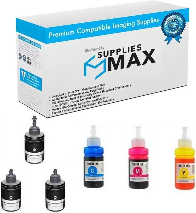 Main image of SuppliesMAX Compatible Replacement for Expression ET-3600/16500/4550 Dye Ecotank Refill Ink Bottle Combo Pack (3-BK/1-C/M/Y) (NO. 664/NO. 774) (T774D3B1CMY)