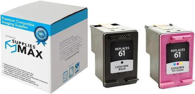 Alt view image 2 of 8 - SuppliesMAX Remanufactured Replacement for HP DeskJet 1010/2050/2510/2540/3000/3050/3510/ENVY 4500/5530/OfficeJet 2620/4630 Inkjet Combo Pack (Black/Color) (NO. 61) (CR259FN)