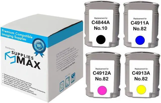 Main image of SuppliesMAX Remanufactured Replacement for HP DesignJet 500PS/DesignJet 800PS/DesignJet 815-MFP/DesignJet 820-MFP Inkjet Combo Pack (69 ML) (BK/C/M/Y) (NO.10/NO. 82) (C491MP)