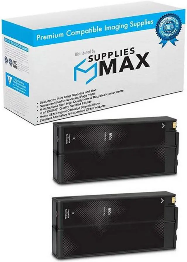Main image of SuppliesMAX Remanufactured Replacement for HP PageWide Pro 750/755/772/774/777/779/P7050/Managed P77740/P77750/P77760 Series Black High Yield Inkjet (2/PK-20000 Page Yield) (NO. 990X) (M0K01AND)