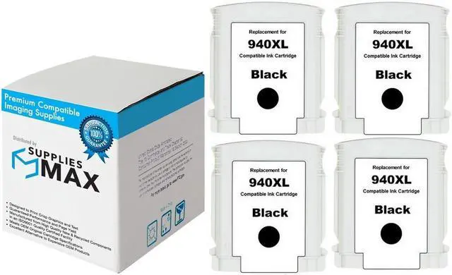 Main image of SuppliesMAX Remanufactured Replacement for HP OfficeJet Pro 8000/OfficeJet Pro 8500/OfficeJet Pro 8500A Series Black High Yield Inkjet (4/PK-2200 Page Yield) (NO. 940XL) (C4906AN_4PK)
