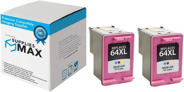 Main image of SuppliesMAX Remanufactured Replacement for HP Envy Inspire 7950e/ENVY Photo 6200/7100/7800/ OfficeJet 200/250/Tango Series Color High Yield Inkjet (2/PK-415 Page Yield) (NO. 64XL) (6ZA55AN)