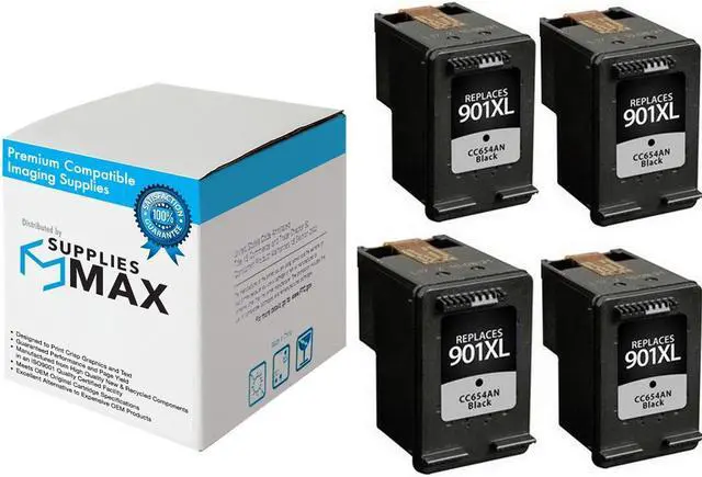 Main image of SuppliesMAX Remanufactured Replacement for HP OfficeJet 4500/J4500/J4540/J4550/J4580/J4640/J4680 Series Black High Yield Inkjet (4/PK-700 Page Yield) (NO. 901XL) (CZ140FN_2PK)