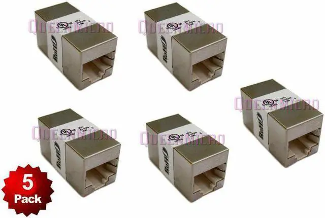 Main image of 5 Pack CAT5e Shielded Ethernet RJ45 InLine Network Cable Extender Couple Adapter