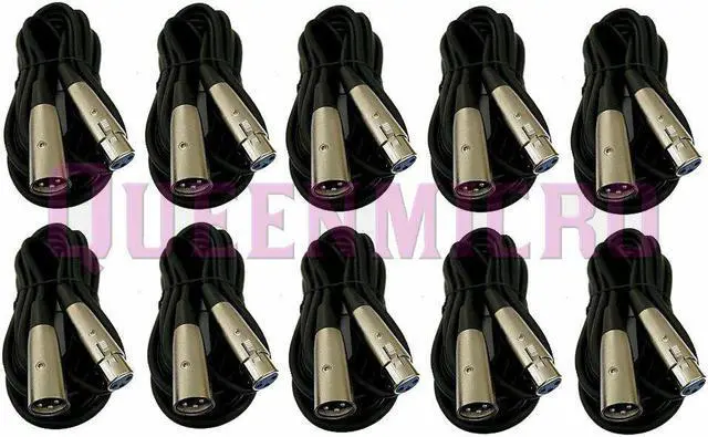 Main image of 10 Pack - 3ft XLR Pro Audio 3Pin Male to Female Mixer MIC Microphone Cord Cable