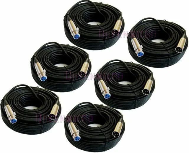 Main image of 6 Pack 50FT XLR 3-Pin Male Female Mic Microphone Audio Shielded Cable 50'Ft Foot