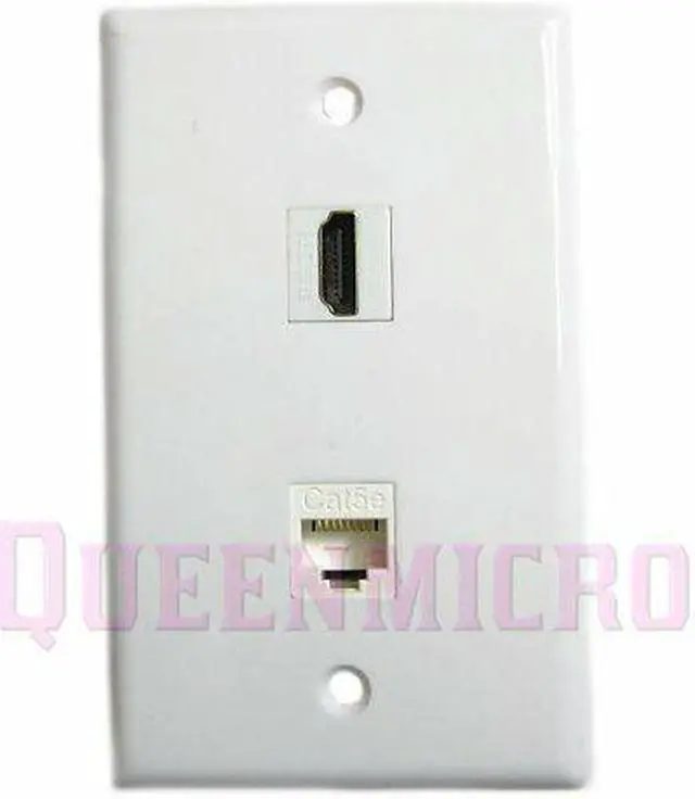 Main image of 1-Gang HDMI 4K HD CAT5e RJ45 Ethernet Cable TV Port Coupler Keystone Wall Plate