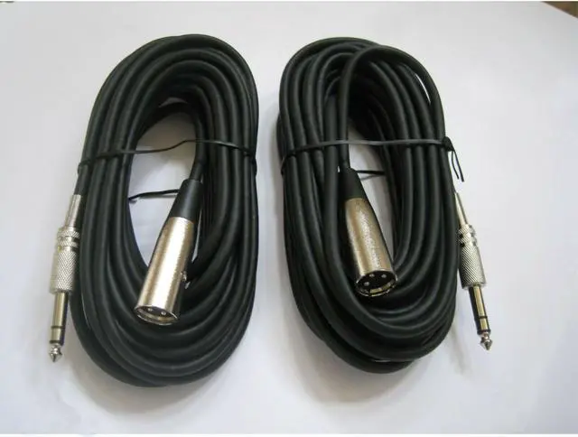 Main image of 2 25 Ft foot 1/4" TRS 3Pin XLR MALE Mixer to Powered Monitor Speaker Cable Cord