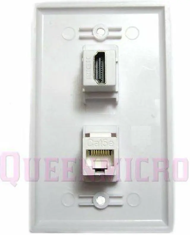 Alt view image 2 of 2 - 1-Gang HDMI 4K HD CAT5e RJ45 Ethernet Cable TV Port Coupler Keystone Wall Plate