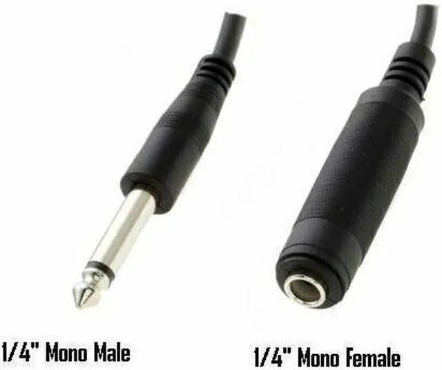 Alt view image 2 of 2 - 15Ft Mono 1/4" 6.35mm Male to Female Extension Mic Guitar PA DJ Instrument Cable