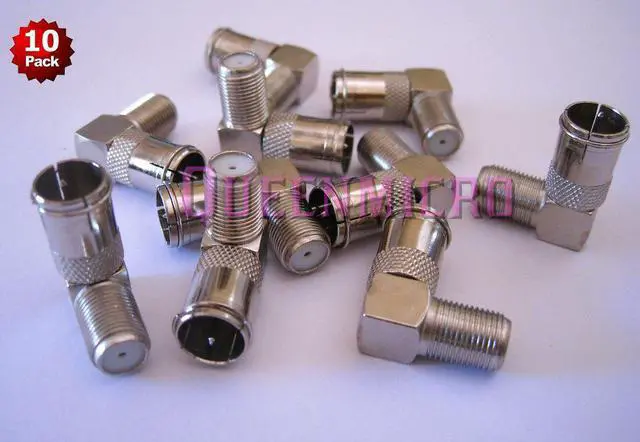Main image of 10 Pcs F Type Push On Right Angle Male to Female Coax Coaxial TV Cable Connector