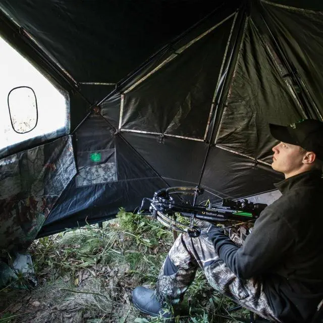Alt view image 6 of 6 - Big Cat 350 3 Person Pop-Up Hunting Blind Tent, Backwoods Camo