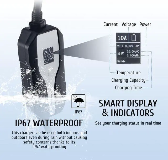 Alt view image 4 of 6 - 25' 250V 32A Max Lvl2 Car Charger for SAE J1772 Electric Cars  NEMA 14-50 Plugs