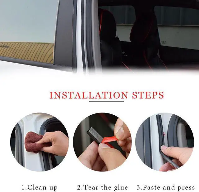 Alt view image 5 of 6 - US B-Shape 16FT/5m Car Door Seal Strip Weatherstrip Sticker WaterProof Dustproof