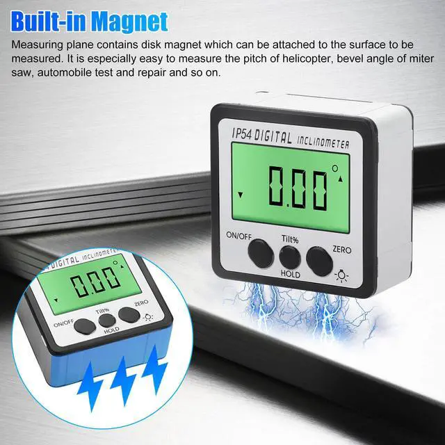 Alt view image 5 of 6 - Digital LCD Protractor Gauge Level Box Angle Finder Inclinometer Magnetic Meter