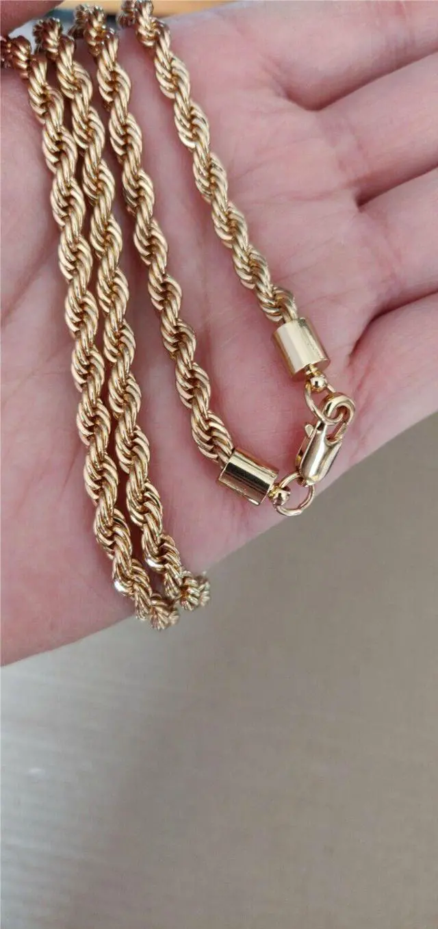 Alt view image 4 of 5 - 18K Gold Plated Cross Pendant 5mm 30" Chain Necklace-#4