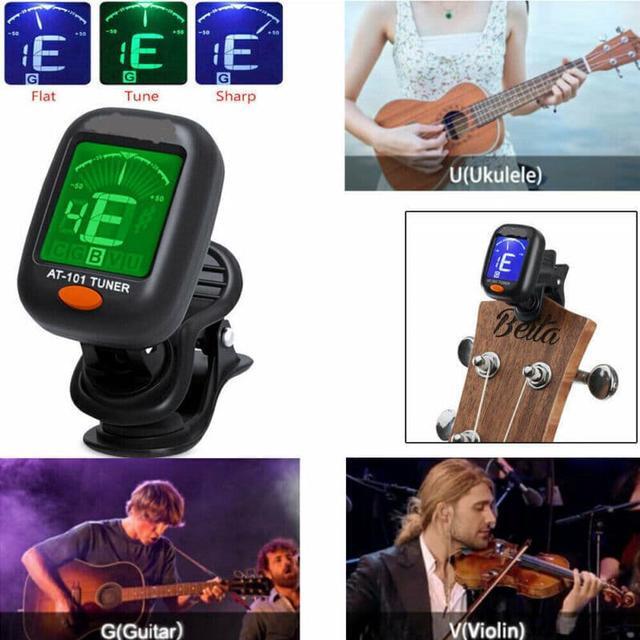 Main image of Clip-On LCD Digital Tuner for Guitar, Bass, Violin, Ukulele, Chromc AT-01A US