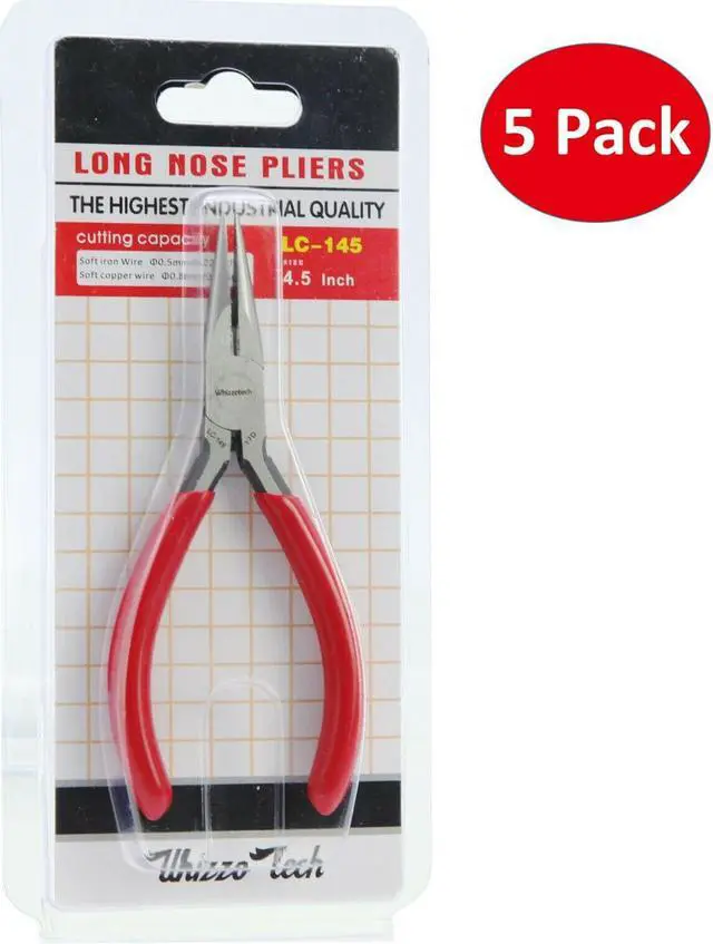 Main image of 4.5" Mini Long Needle Nose Pliers Wire Gauge Cutters For Precision Jewelry 5PACK