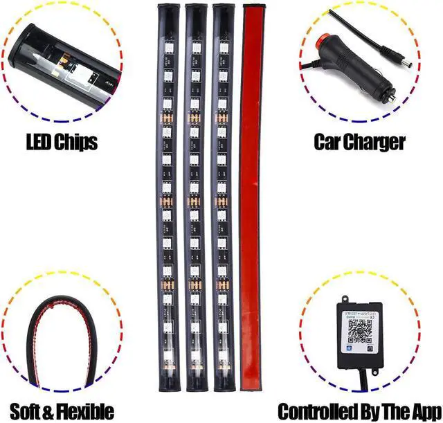 Alt view image 5 of 6 - Parts Accessories RGB LED Lights Car Interior Floor Decor Atmosphere Strip Lamp