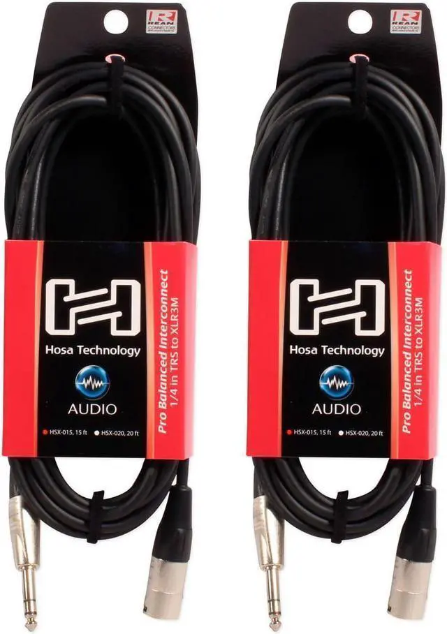 Main image of Pair Of 2   HSX-015 15 Ft. 1/4" TRS  XLR 3 Pin DJ/Pro Audio Speaker Cables