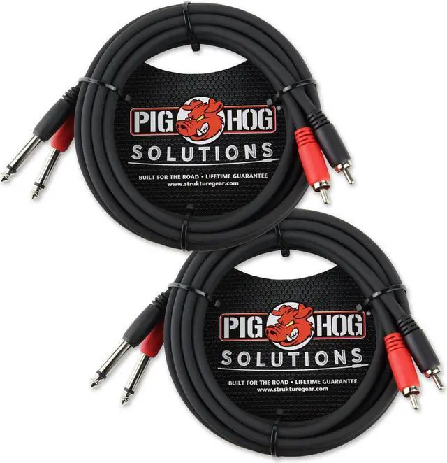 Main image of 2-Pack  Pig Hog PD-R1410 Dual RCA Male to Dual 1/4" Mono Male Cable 10 ft