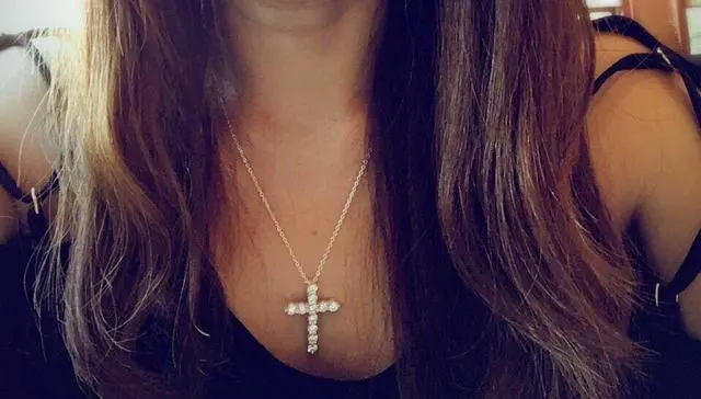 Alt view image 5 of 6 - Women Silver Plated Cubic Crystal Cross Pendant Necklace N3 Lab-Created