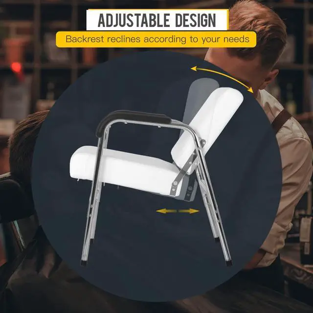 Alt view image 3 of 6 - New Modern Fashion Auto Recline White Shampoo Chair Barber Spa Beauty Salon