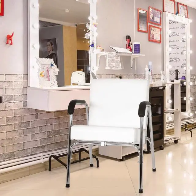 Alt view image 5 of 6 - New Modern Fashion Auto Recline White Shampoo Chair Barber Spa Beauty Salon